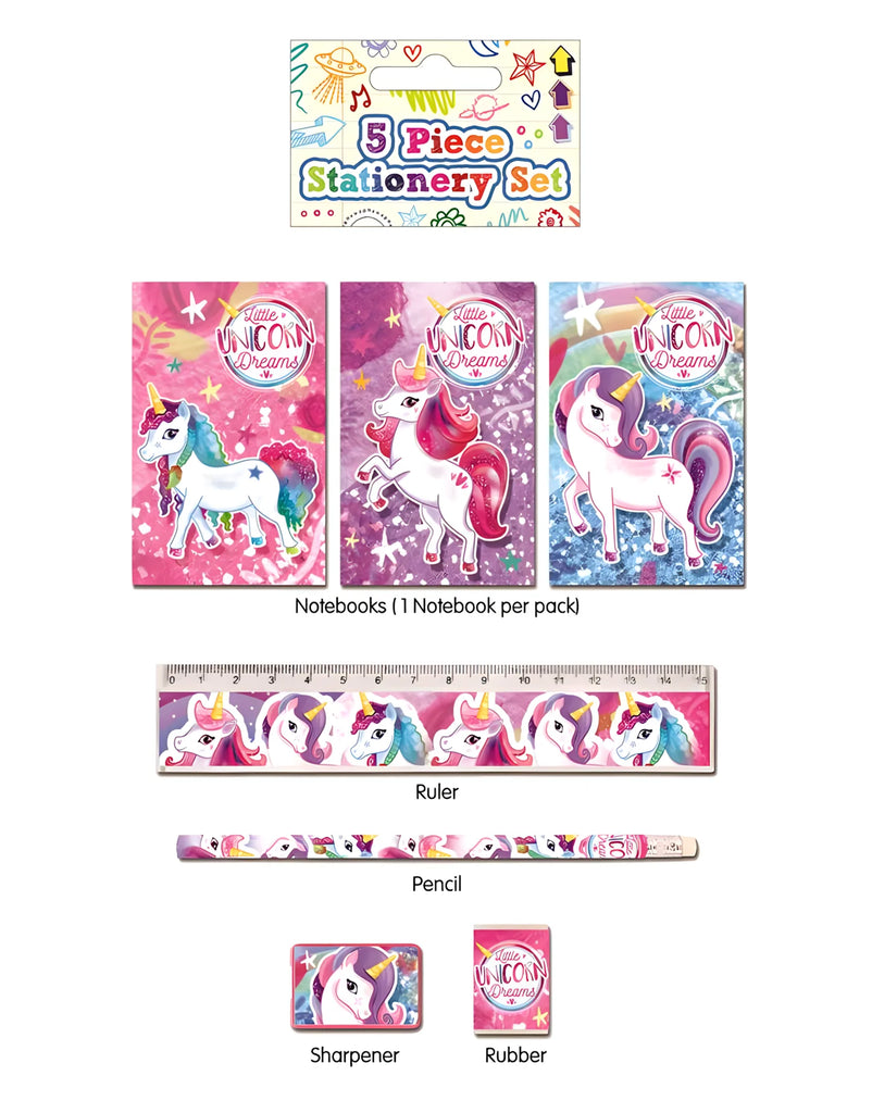 5 Piece Stationary Set - Pink Unicorn - TOYBOX Toy Shop