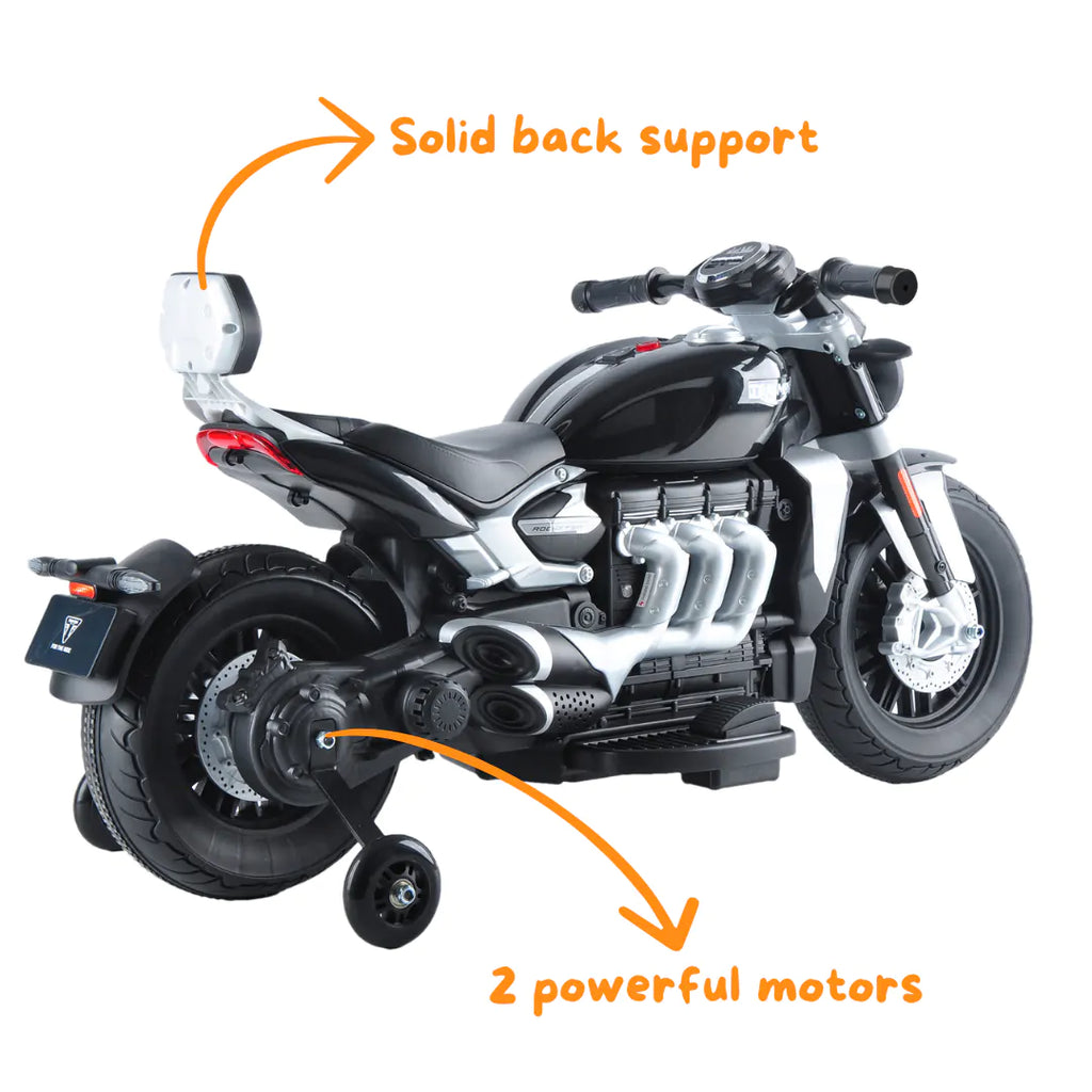 Triumph Rocket 3GT Electric 12V Battery Powered  Ride-On Motorbike - Black - TOYBOX Toy Shop