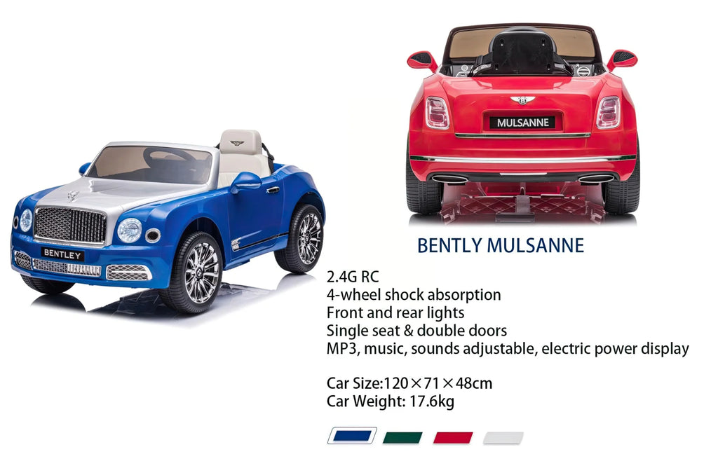 Bentley Mulsanne 12V Battery Ride-on Car - Colour Red - X-Display - TOYBOX Toy Shop