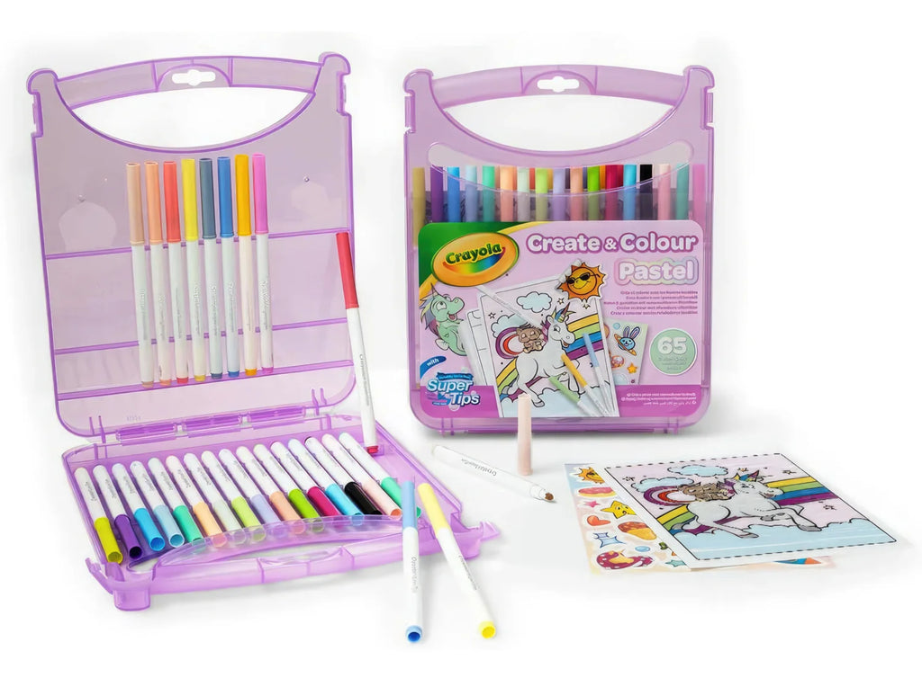 CRAYOLA Mini Washable Create & Colour Pastel Marker Pen Case 65pcs - TOYBOX Toy Shop