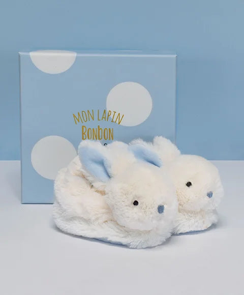 Doudou et Compagnie Lapin Bonbon - Booties With Rattle Blue - TOYBOX Toy Shop