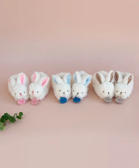 Doudou et Compagnie Lapin Bonbon - Booties With Rattle Blue - TOYBOX Toy Shop