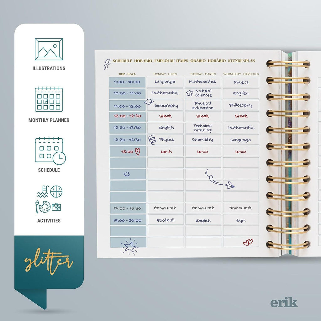 Glitter 2023/2024 M Academic Diary Day To Page 11 Months - TOYBOX Toy Shop