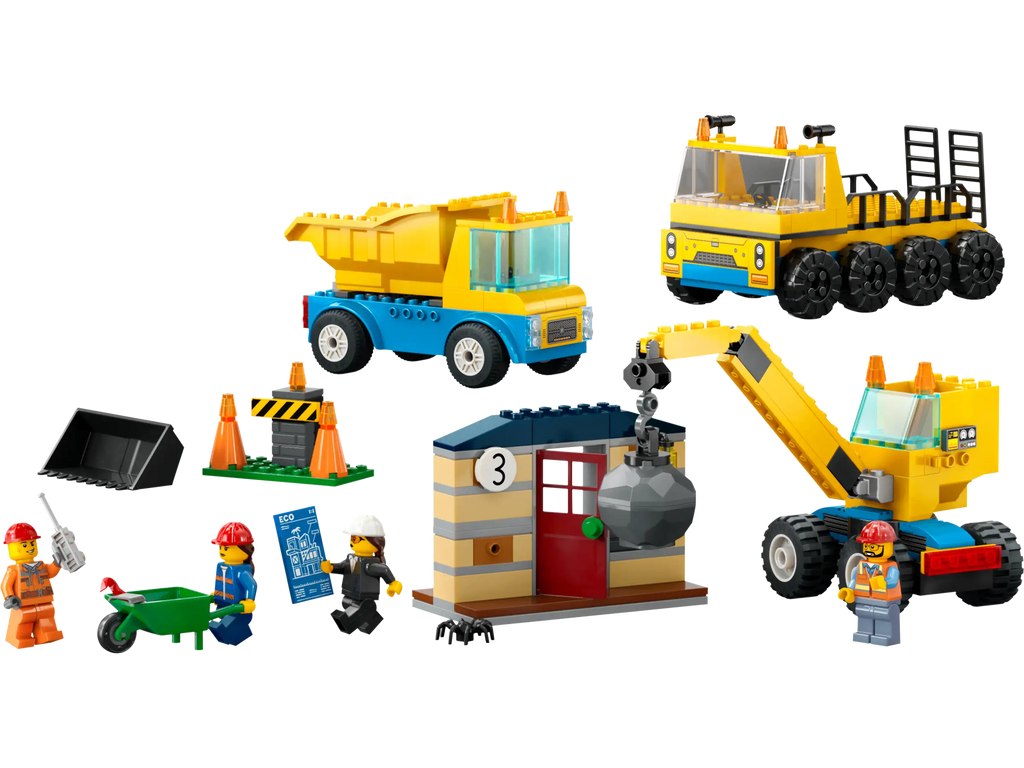 LEGO CITY 60391 Construction Trucks and Wrecking Ball Crane - TOYBOX Toy Shop