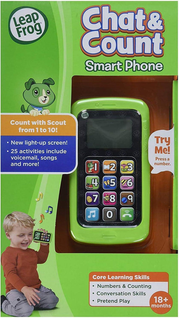 LeapFrog Chat & Count Smartphone Scout Refresh, Green - TOYBOX Toy Shop