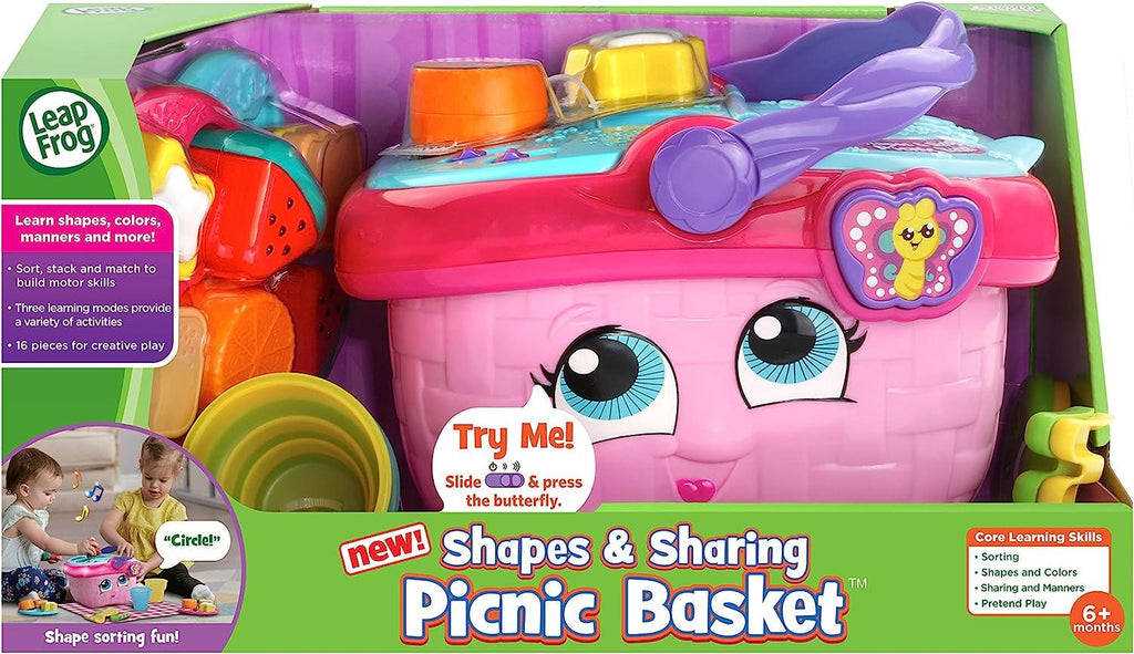 LeapFrog Shapes & Sharing Picnic Basket - Pink - TOYBOX Toy Shop