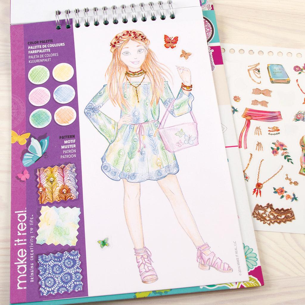 Make it Real Fashion Design Sketchbook & Stickers - Blooming Creativity - TOYBOX Toy Shop