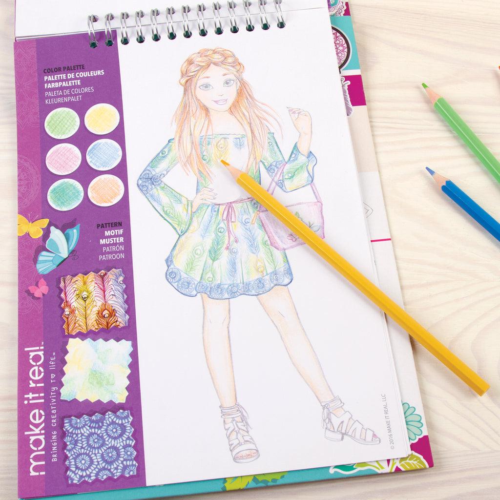 Make it Real Fashion Design Sketchbook & Stickers - Blooming Creativity - TOYBOX Toy Shop