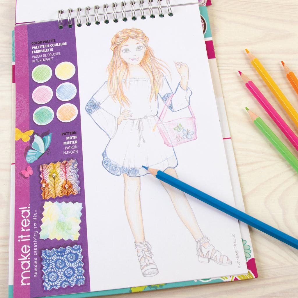 Make it Real Fashion Design Sketchbook & Stickers - Blooming Creativity - TOYBOX Toy Shop