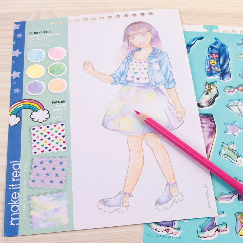 Make it Real Fashion Design Stickers & Sketchbook: Digital Dream - TOYBOX Toy Shop