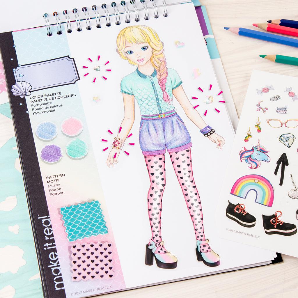 Make it Real Fashion Design Stickers & Sketchbook: Pastel Pop! - TOYBOX Toy Shop