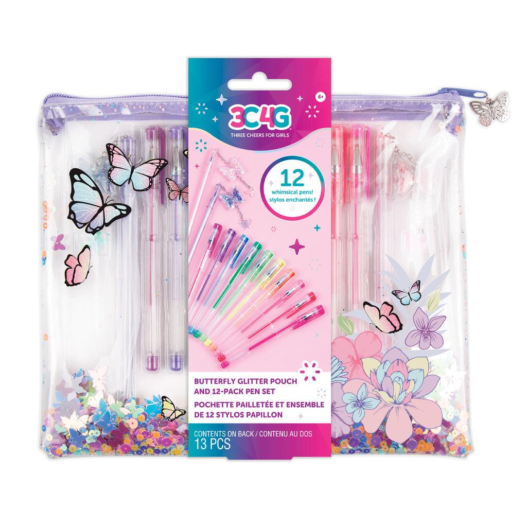 Make it Real 3C4G Butterfly Glitter Pouch & 12pk Pen Set - TOYBOX Toy Shop