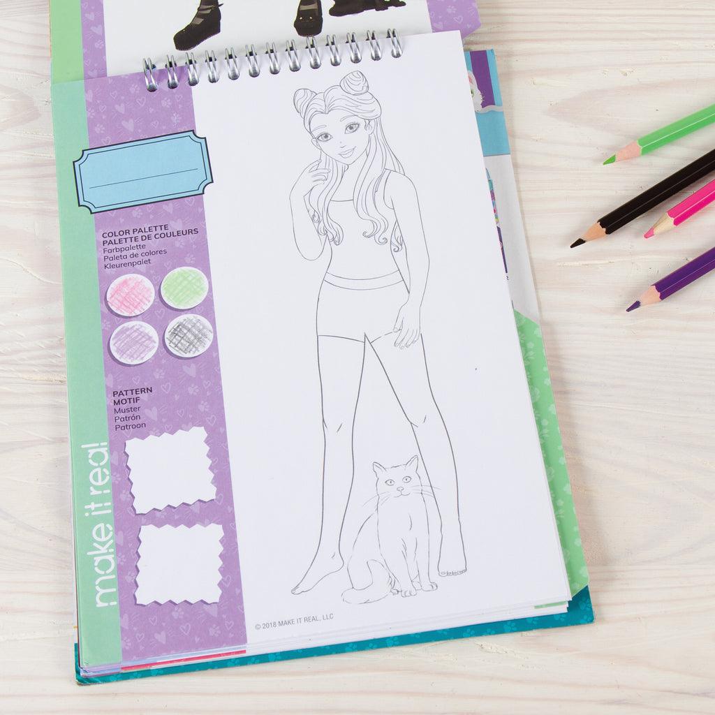 Make it Real Fashion Design Stickers & Sketchbook: Pretty Kitty - TOYBOX Toy Shop