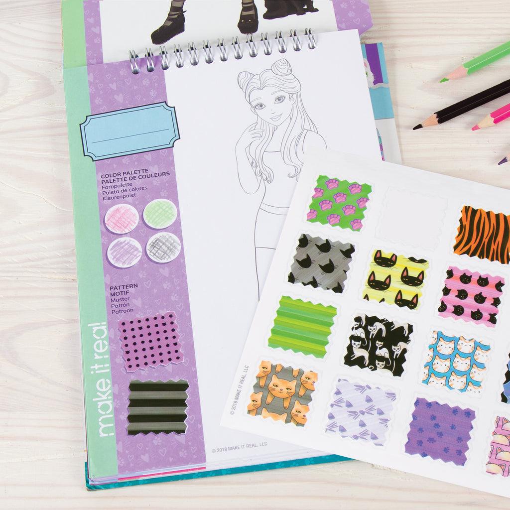 Make it Real Fashion Design Stickers & Sketchbook: Pretty Kitty - TOYBOX Toy Shop