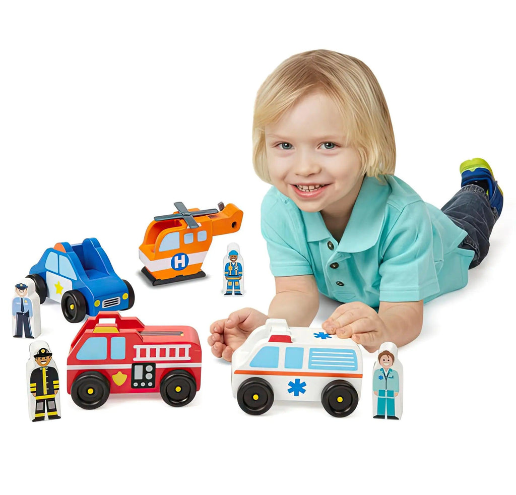 Melissa & Doug 19285 Emergency Vehicle Wooden Play Set - TOYBOX Toy Shop