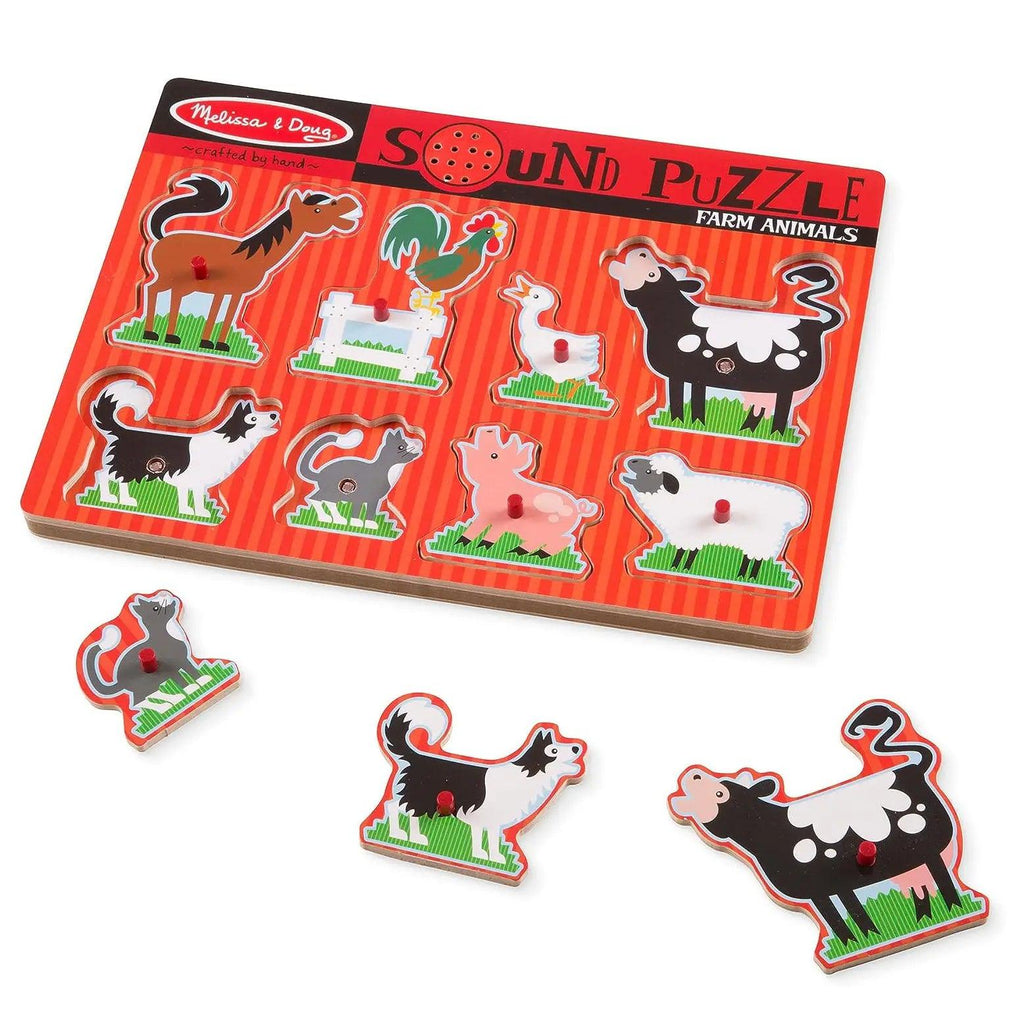 Melissa & Doug 10726 Wooden Farm Animals Sound Puzzle - TOYBOX Toy Shop
