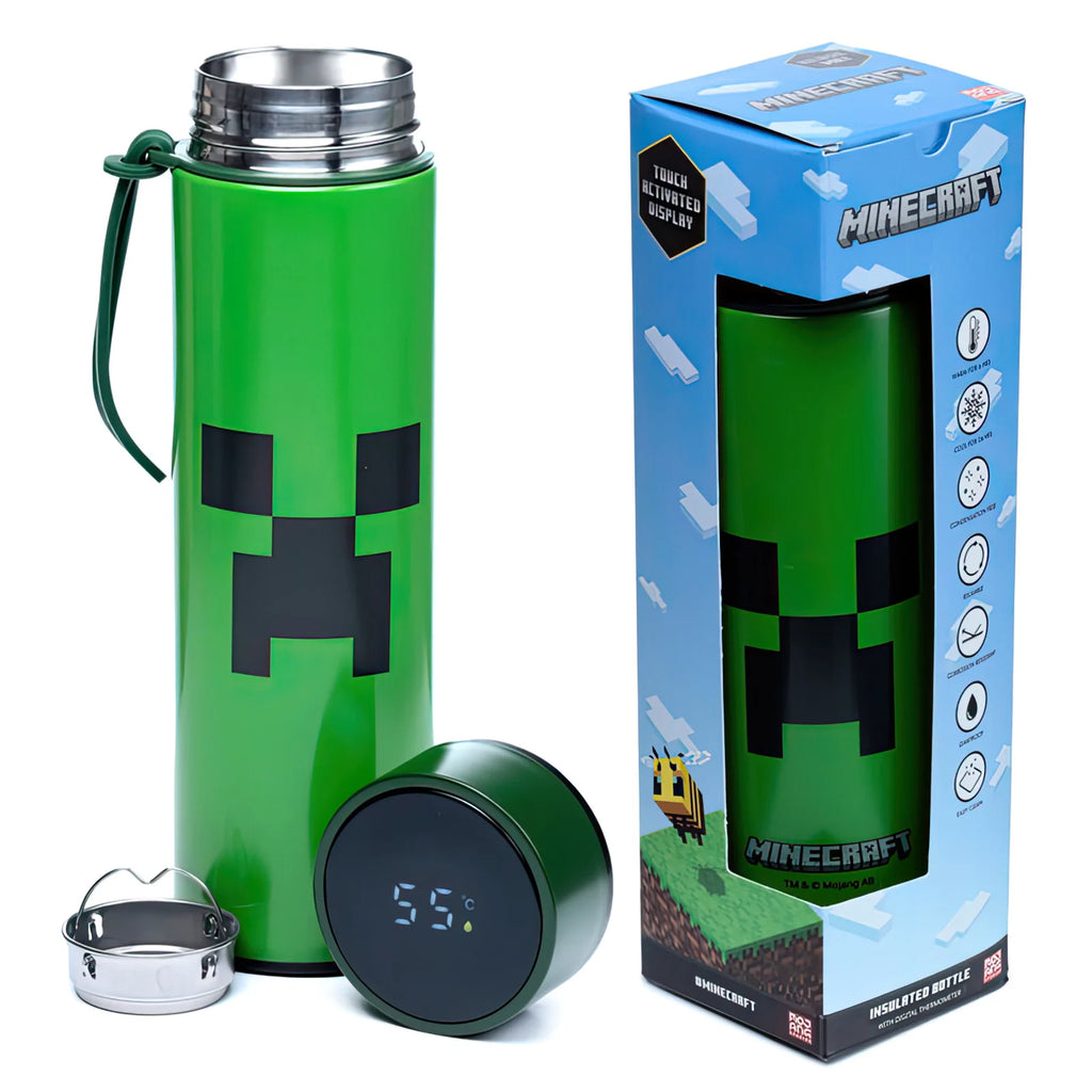 MINECRAFT Thermos Stainless Steel Bottle with Thermometer 450ml - TOYBOX Toy Shop