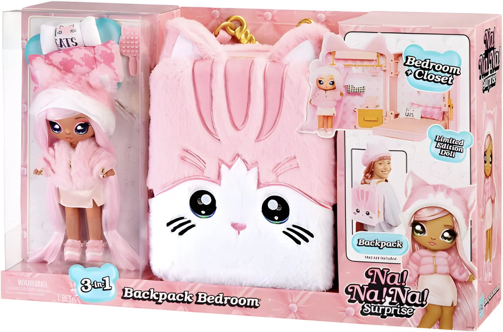 Na! Na! Na! Surprise 3-in-1 Backpack Bedroom Pink Kitty Playset - TOYBOX Toy Shop