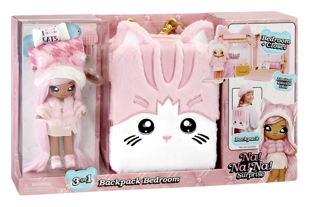 Na! Na! Na! Surprise 3-in-1 Backpack Bedroom Pink Kitty Playset - TOYBOX Toy Shop