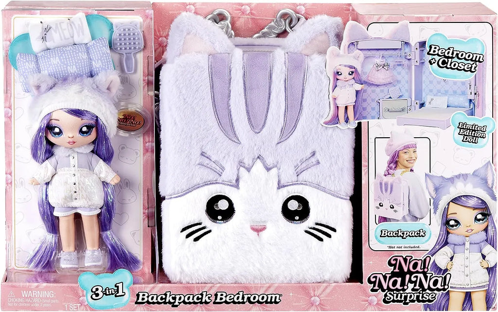 Na! Na! Na! Surprise Backpack Lavender Kitty 3-in-1 Bedroom Playset - TOYBOX Toy Shop