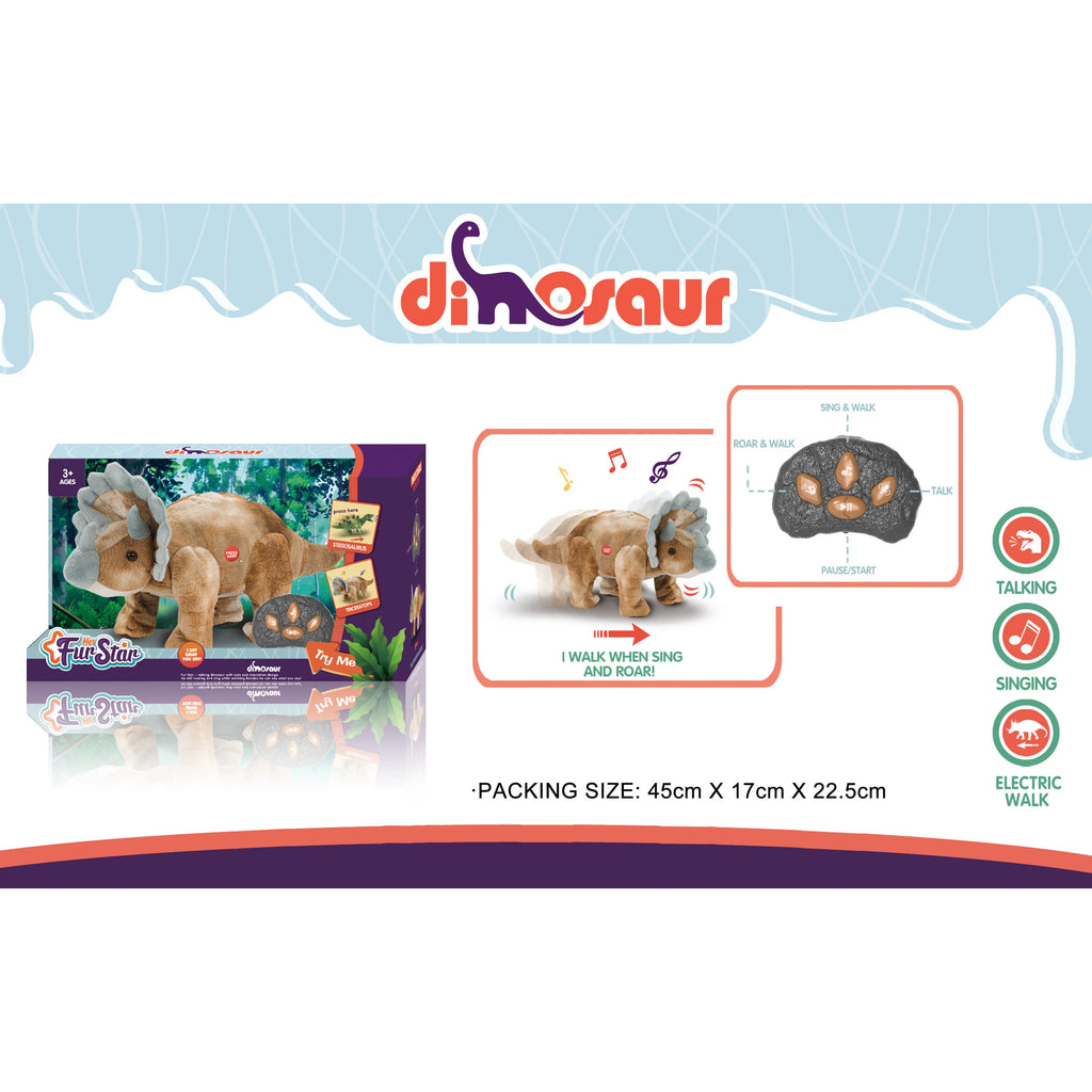 Remote Controlled Interactive RC Plush Dinosaur Triceratops - TOYBOX Toy Shop