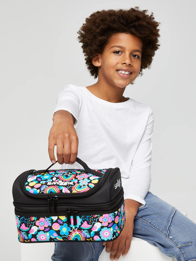 SMIGGLE Drift Double Decker Lunchbox - Black Mix - TOYBOX Toy Shop