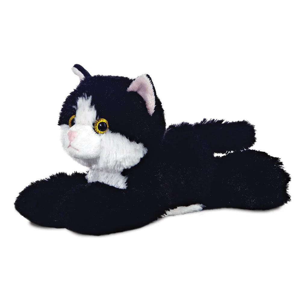 Mini Flopsies Maynard Black/White Soft Toy Cat - TOYBOX Toy Shop