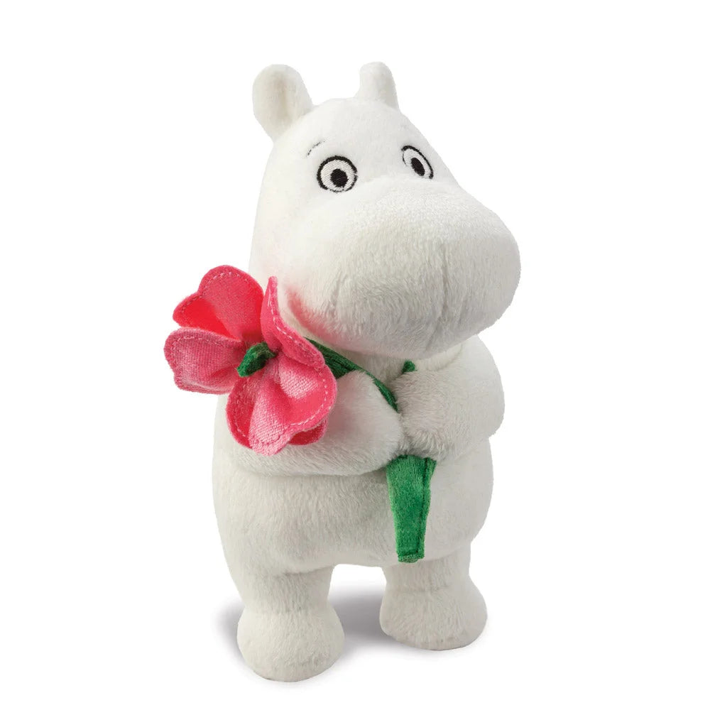 Moomin Standing 6.5-inch Soft Toy with Pink Flower - TOYBOX Toy Shop