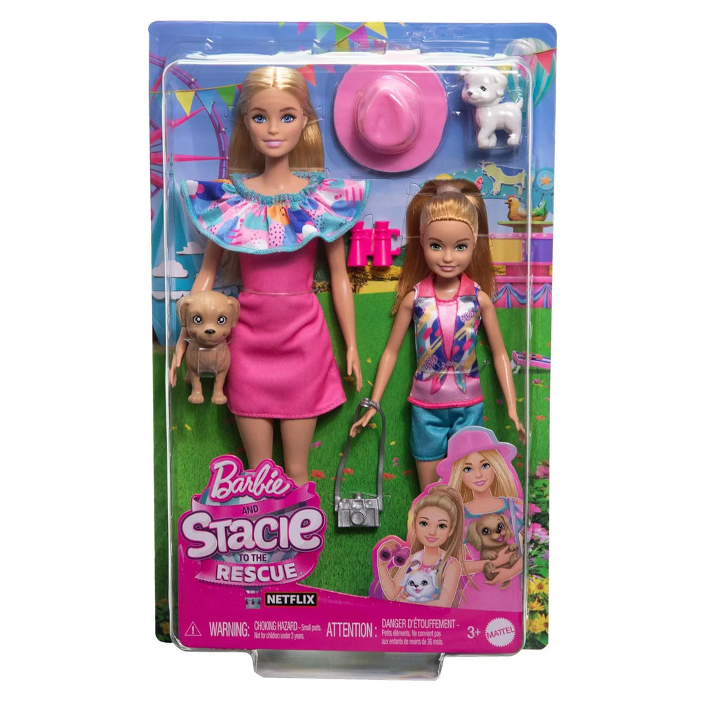 Barbie &amp; Stacie Doll Set with 2 Pet Dogs & Accessories - TOYBOX Toy Shop