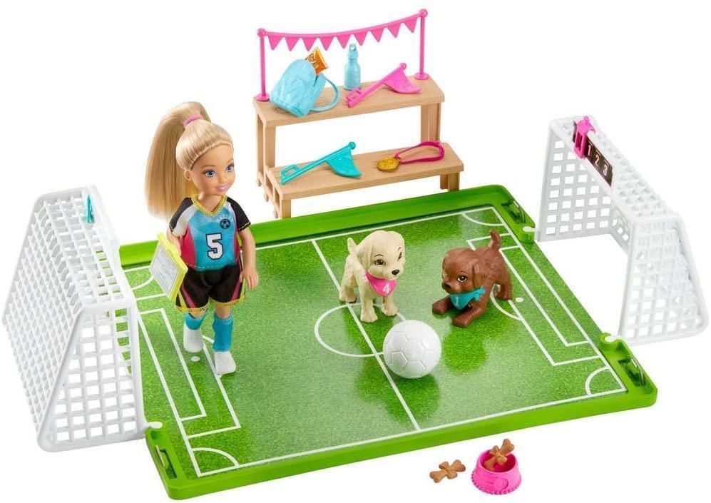 Barbie Chelsea Football Playset, with Chelsea doll and 2 puppy friends - TOYBOX Toy Shop