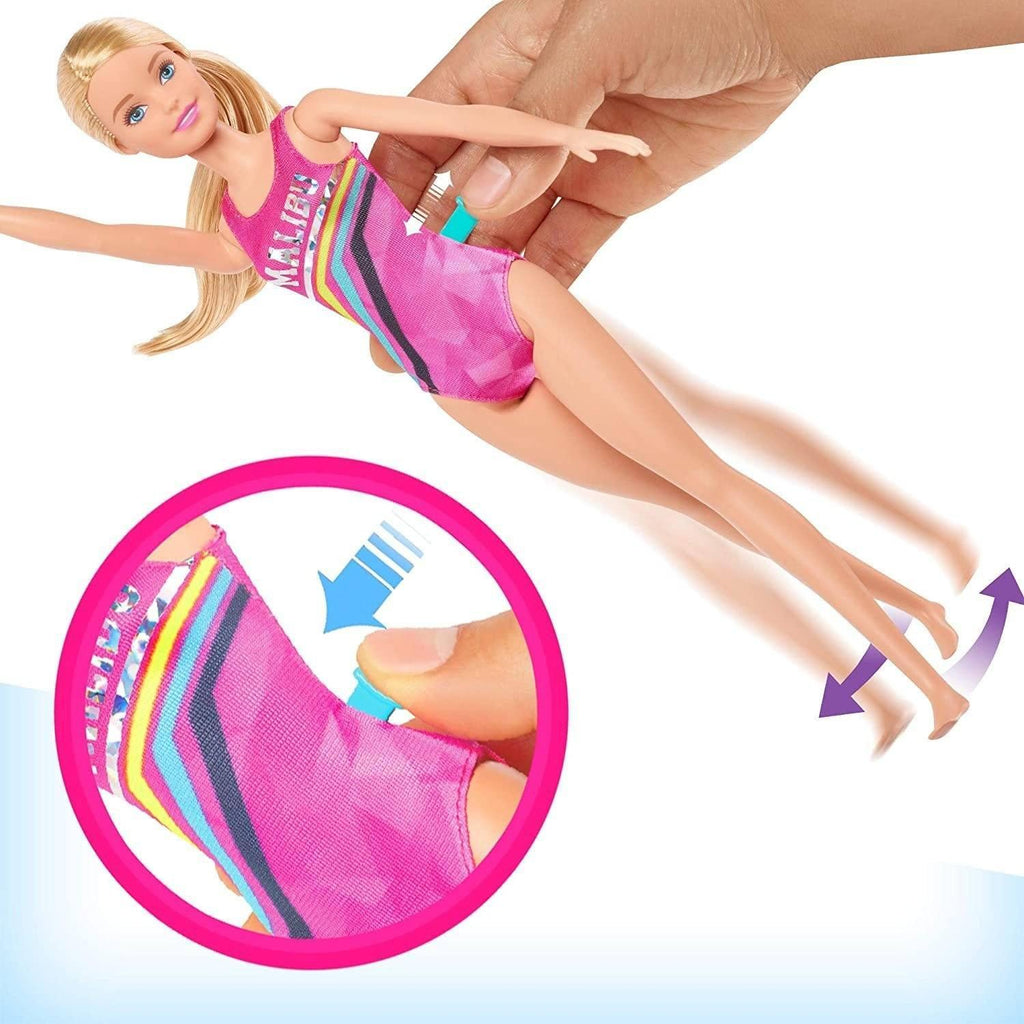 Barbie Dreamhouse Adventures Swim 'n Dive Doll, 11.5-inch in Swimwear, with Diving Board and Puppy - TOYBOX Toy Shop