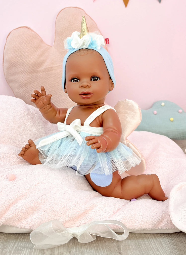 Berjuan 3137 Andrea Baby Mulata Unicorn Blue Doll 38cm - TOYBOX Toy Shop