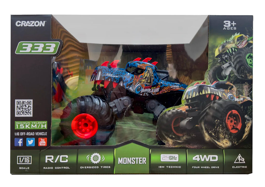 Big Wheel Tyrannosaurus Dinosaur RC Monster Truck - Blue - TOYBOX Toy Shop