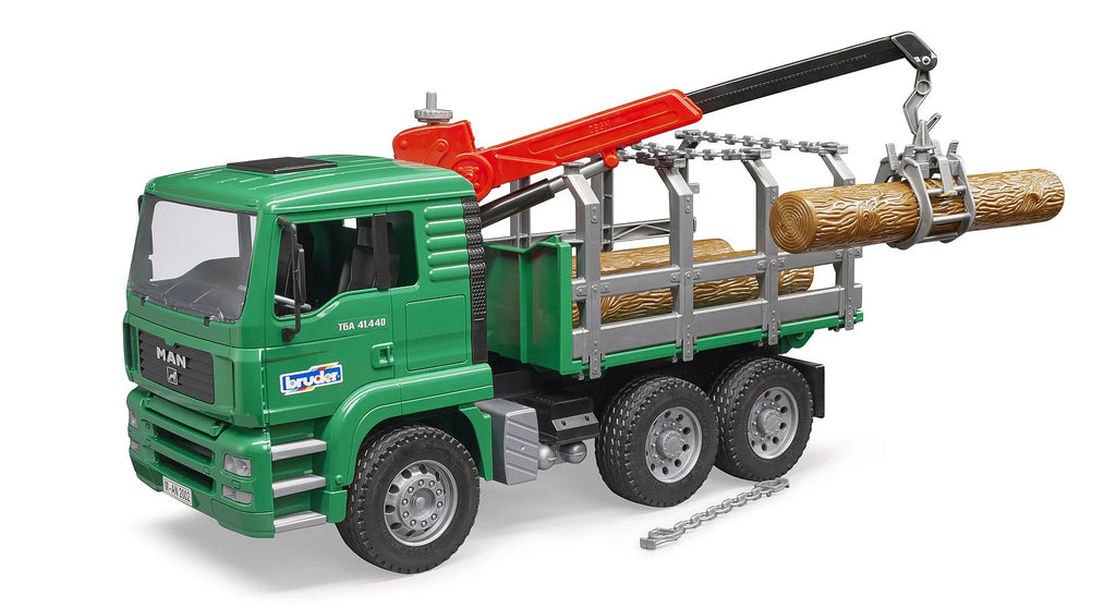 BRUDER MAN Timber Truck with Loading Crane and 3 Trunks - TOYBOX Toy Shop