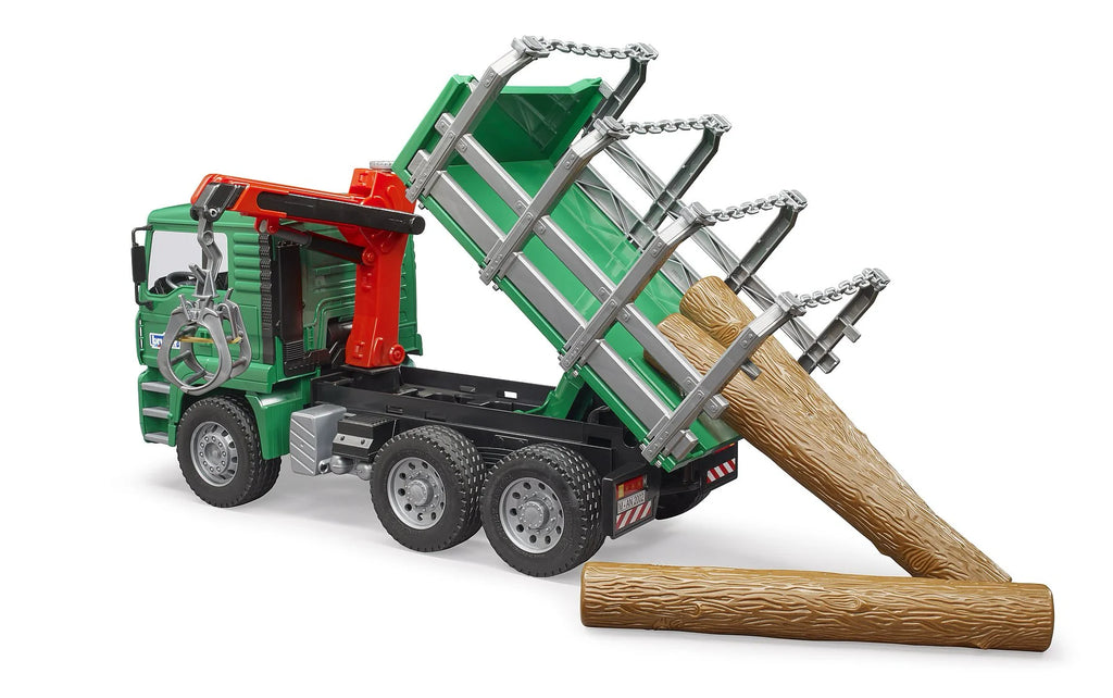 BRUDER MAN Timber Truck with Loading Crane and 3 Trunks - TOYBOX Toy Shop