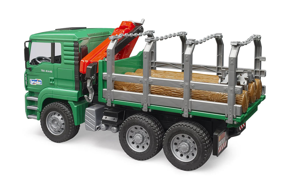 BRUDER MAN Timber Truck with Loading Crane and 3 Trunks - TOYBOX Toy Shop