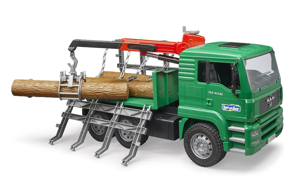 BRUDER MAN Timber Truck with Loading Crane and 3 Trunks - TOYBOX Toy Shop