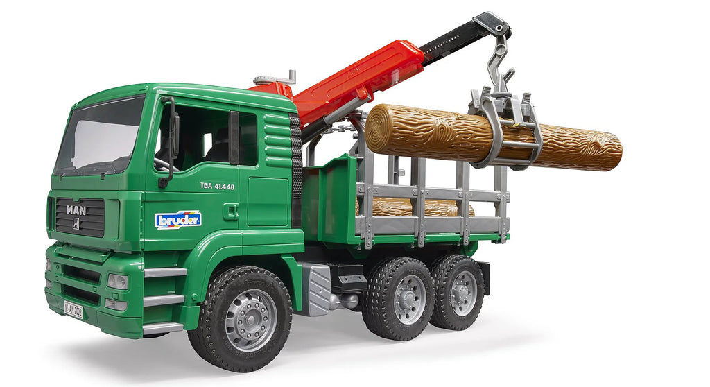 BRUDER MAN Timber Truck with Loading Crane and 3 Trunks - TOYBOX Toy Shop