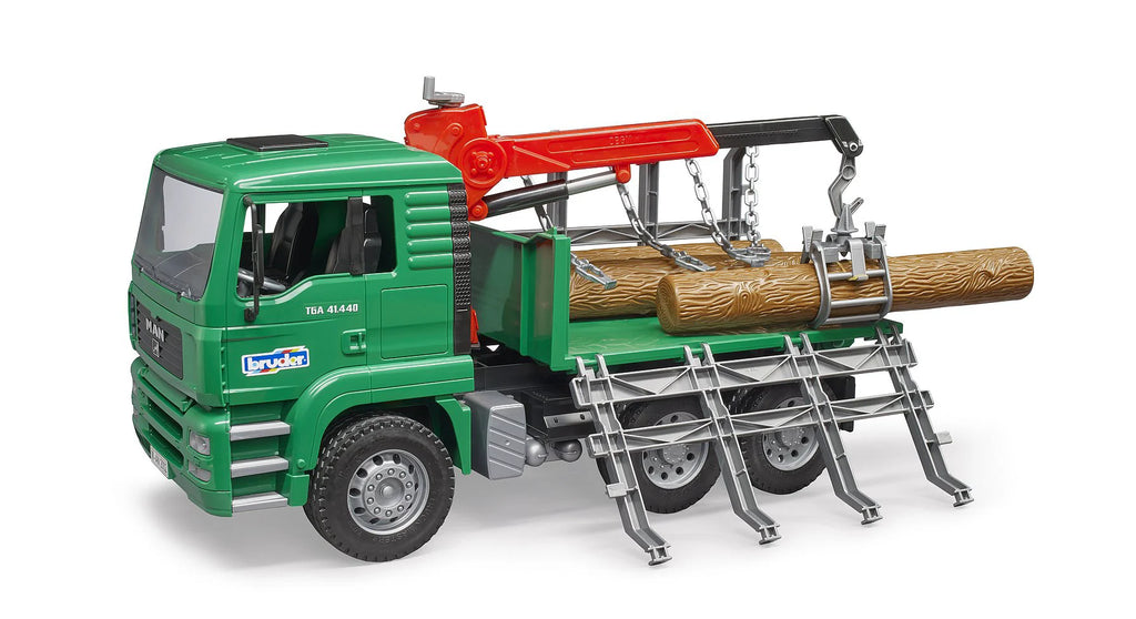 BRUDER MAN Timber Truck with Loading Crane and 3 Trunks - TOYBOX Toy Shop