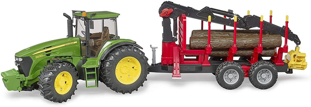 BRUDER 03054 John Deere Forestry and Farm Tractor with Logging Trailer - TOYBOX Toy Shop