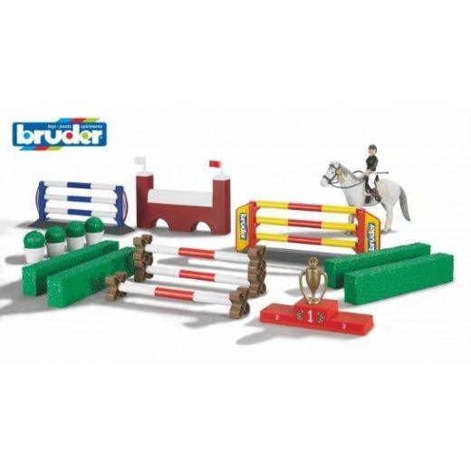 BRUDER 62530 Large Show Jumping Course with Female Rider & Horse - TOYBOX Toy Shop