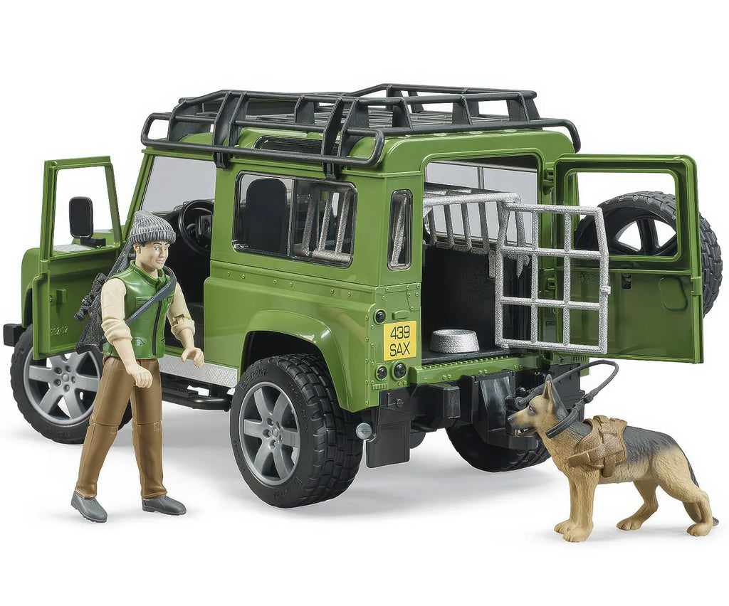 BRUDER Land Rover Defender Station Wagon with Forester and Dog - TOYBOX Toy Shop