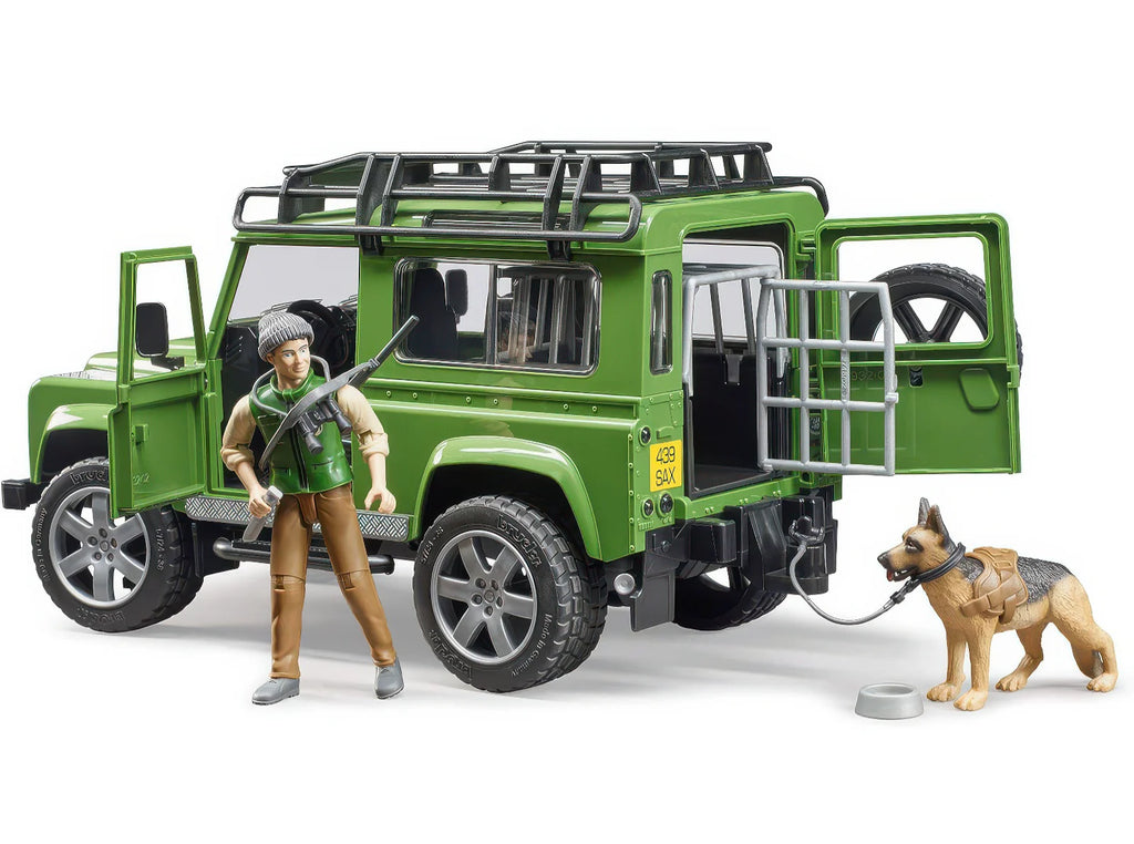 BRUDER Land Rover Defender Station Wagon with Forester and Dog - TOYBOX Toy Shop