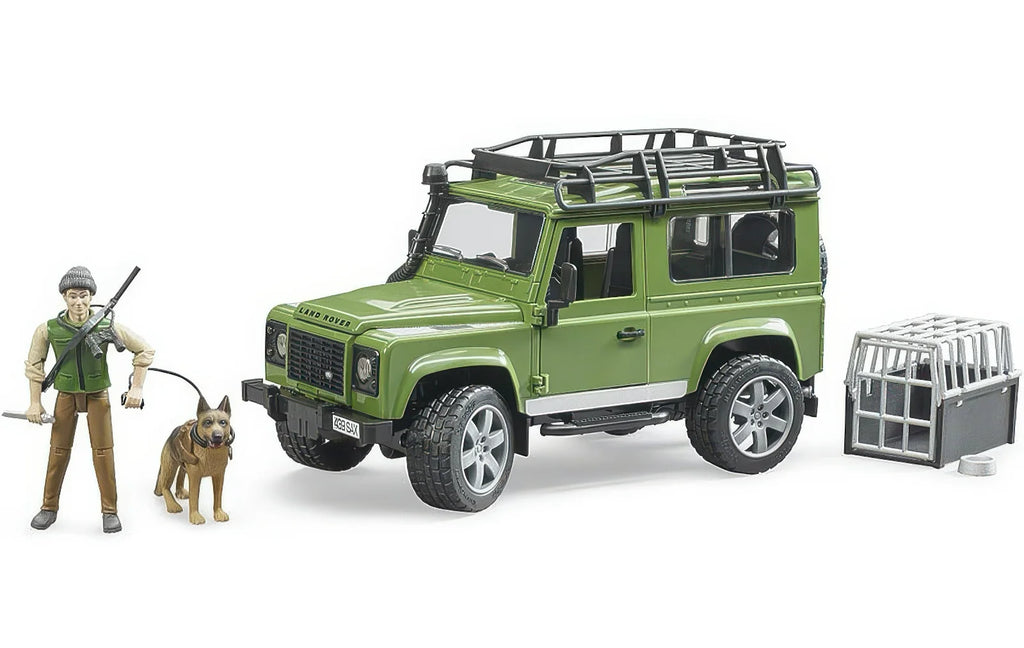 BRUDER Land Rover Defender Station Wagon with Forester and Dog - TOYBOX Toy Shop