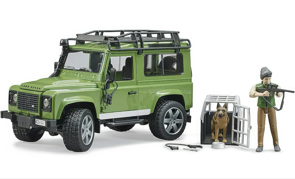 BRUDER Land Rover Defender Station Wagon with Forester and Dog - TOYBOX Toy Shop