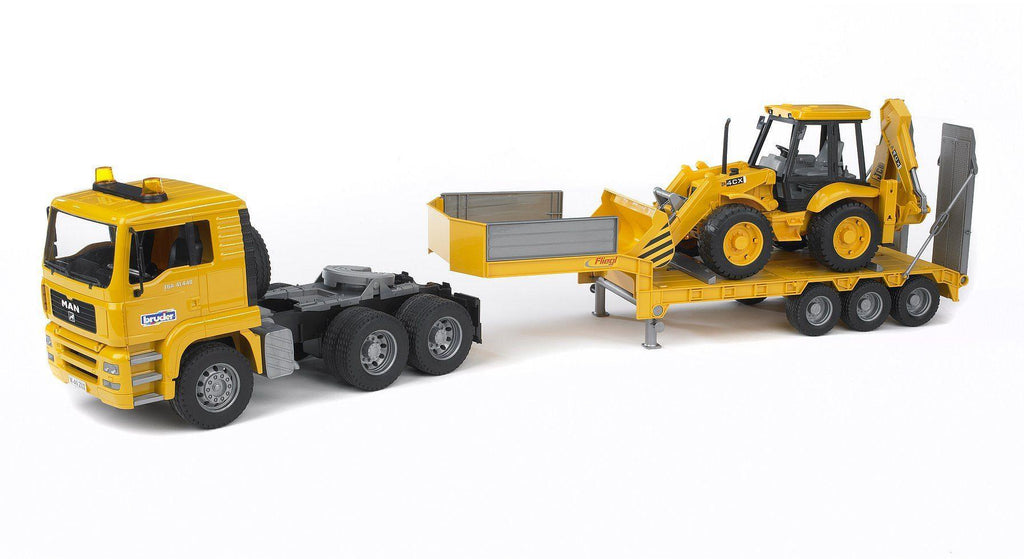 Bruder MAN TGA Low loader truck with JCB Backhoe loader - TOYBOX Toy Shop