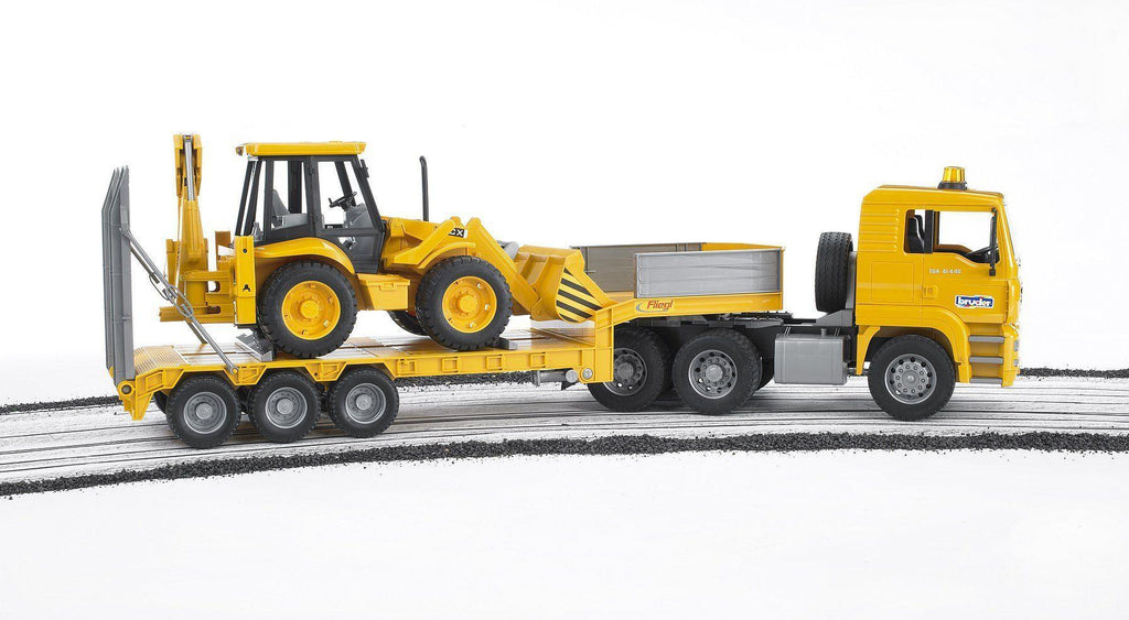 Bruder MAN TGA Low loader truck with JCB Backhoe loader - TOYBOX Toy Shop