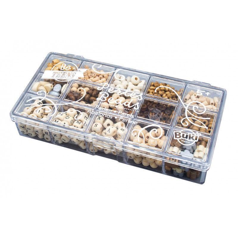 BUKI France Box of Wooden Beads – Natural - TOYBOX Toy Shop