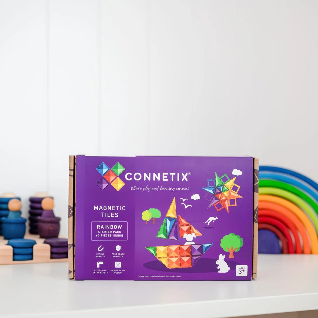 Connetix Magnetic Tiles Rainbow Starter Pack 60 pc - TOYBOX Toy Shop