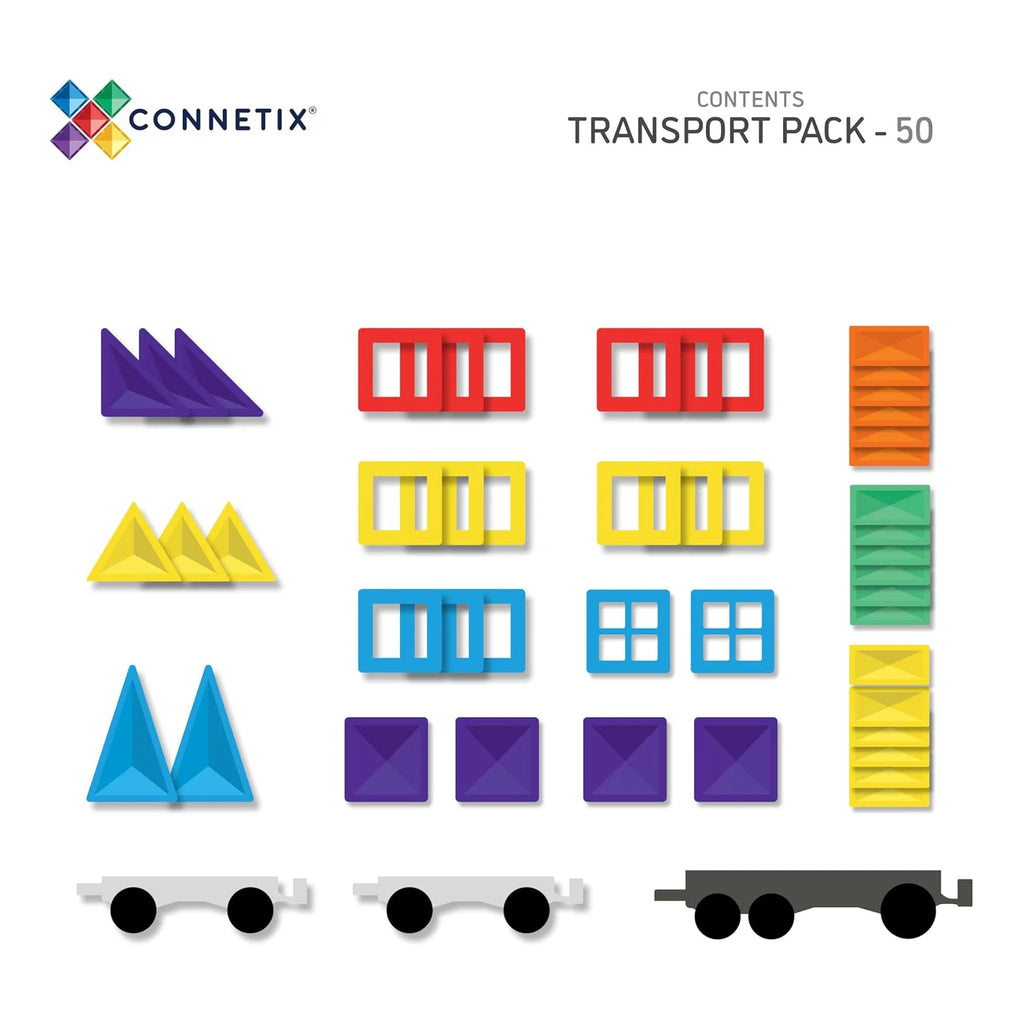 Connetix Magnetic Tiles Rainbow Transport Pack 50 pc - TOYBOX Toy Shop